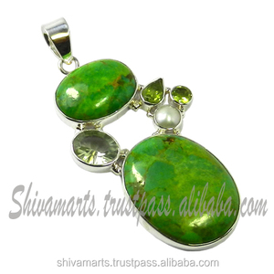 Hermoso colgante de piedras preciosas turquesas naturales para mujeres y niñas, joyería fina con chapado en oro para cristianos - Product Image 2