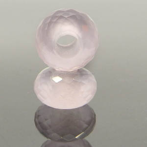 Cuentas de Cuarzo Rosa Facetadas Redondas con Orificio Grande de 14x8x4.5mm - Product Image 2