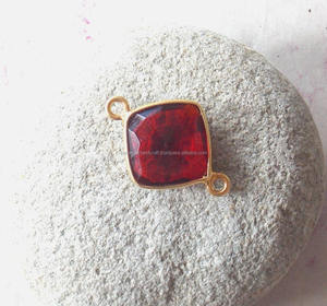 925 argent Sterling Boho connecteur à la main lunette pierre précieuse rubis naturel Quartz CZ fil résultats de bijoux fabrication de pierres de naissance - Product Image 1