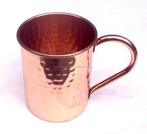 Taza de metal de cobre martillado clásico sin BPA, tazas ecológicas de vodka y mula de Moscú, vasos de forma cilíndrica - Product Image 1