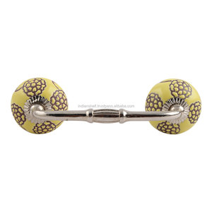 ตู้ลิ้นชักสไตล์วินเทจเรียนประตูตู้ลิ้นชักดีไซน์ดอกดาวเรืองสีน้ำตาลเซรามิกแบบมือจับตู้ขนาดใหญ่ - Product Image 1