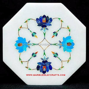 Haut de Table moderne à incrustation de marbre, décoration Unique pour la maison - Product Image 1