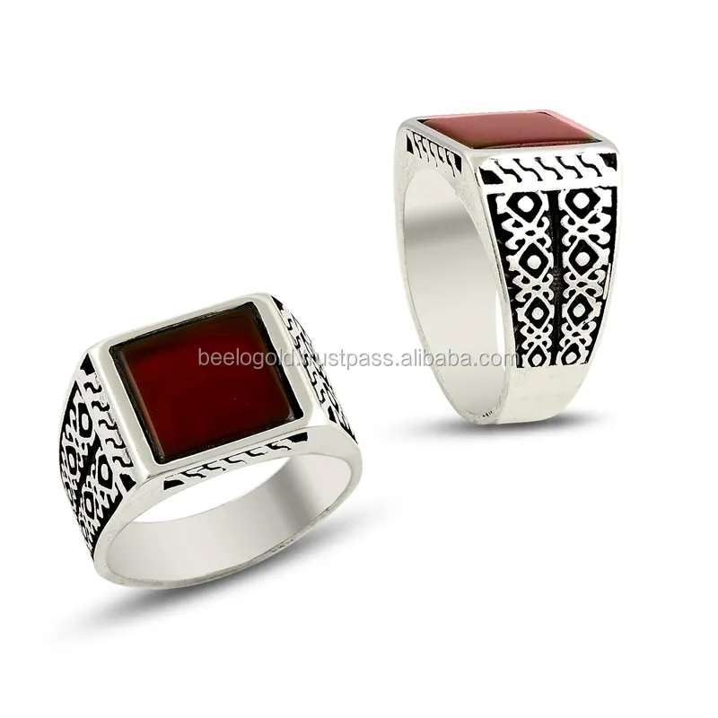 925 Karat Sterling Silber Karneol Herren Ring