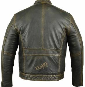 Haute qualité hommes élégant Biker Bomber veste peau de mouton en cuir véritable vêtements d'extérieur formels approvisionnement OEM - Product Image 3