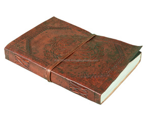 สมุดโน๊ตหนังแท้ลายนูนแบบวินเทจสมุดโน๊ตแบบปกแข็งสีน้ำตาลเปล่าสำหรับเป็นของขวัญ - Product Image 2