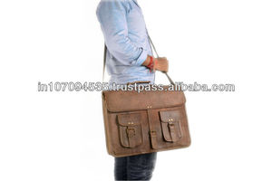 Handmade 100% Genuine <b>Leather</b> Briefcase <b>Bag</b> Front 2 Pocket Messenger Cross Body <b>Laptop</b> Shoulder <b>Bag</b> for Office And Business Uses - Product Image 3