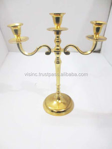 Candélabre à 3 lumières en or pour mariage, maison de Noël, hôtel, église, spa et décorations de fête - Product Image 2