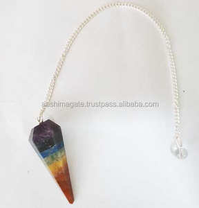 Collier de pendule d'agate à facettes collé à la main Chakra artisanat en pierre semi-précieuse pour la radiesthésie en gros à vendre - Product Image 1