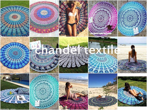 พรมผ้าฝ้ายทรงกลมขนาด52นิ้วพิมพ์ลายแบบมันดาลาแขวนผนังและผ้าห่มปิกนิกชายหาดขายส่ง - Product Image 4