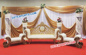 Boda de oro muebles tallados de boda nuevo diseño muebles recepción boda elegante conjunto de sofá - Product Image 2