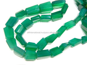 100% หินโอนิกซ์สีเขียวธรรมชาติลูกปัดตัดขั้นบันไดขนาดหลวม10-17มม. สำหรับการทำเครื่องประดับ - Product Image 4