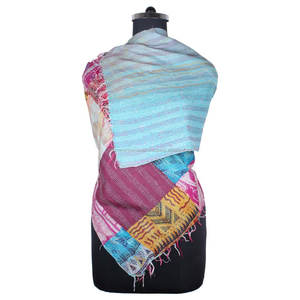 Kantha-Écharpe de Travail en Soie, Style Vintage, Fait Main, Design Tendance, SC1441, Cousue Main - Product Image 1