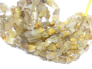 ลูกปัดหินควอทซ์ธรรมชาติสีทองแบบ100% 10-17มม. นักเก็ตตัดเป็นขั้นสีเหลืองอัญมณี - Product Image 5