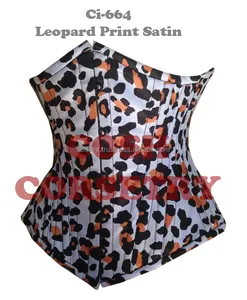 Underbust Steelboned Waist Training Digital Printed Sublimated Leopard Print Satin Corset