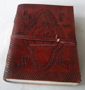 Diario en relieve de cuero indio Cuaderno de cuero vintage genuino hecho a mano con cierre de correa, para oficina y uso profesional - Product Image 4