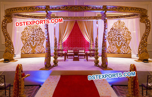 Handmade Heavy Carved Wooden Mandap Set for Indian Weddings Different Carving Design Wedding Decorations Australia - Product Image 2