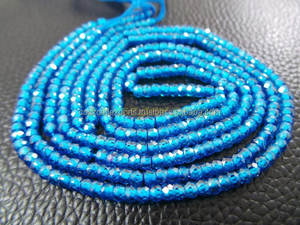 ลูกปัดเพทายสีน้ำเงินนีออนธรรมชาติทรงรอนเดลเหลี่ยมเพชร 3 มม. สำหรับทำเครื่องประดับ คริสตัลหินบำบัด ได้รับการรับรองจากผู้ที่สาม Coszcalt - Product Image 2