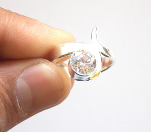Handmade Shape <b>Silver</b> Plated CZ <b>Ring</b> <b>for</b> <b>Men</b> Women Classic Style Beautiful Gemstone Bezel Setting Perfect Party Gift <b>for</b> Him Her - Product Image 2