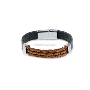 สร้อยข้อมือถักสีน้ำเงินเข้มและสีน้ำตาลน่ารัก ทำมือ สำหรับผู้ชายและผู้หญิง ปรับขนาดได้  รับทำโลโก้ตามสั่ง  ของขวัญ OEM - Product Image 1