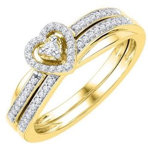 Anillo de Diamantes en Forma de Corazón de Oro Amarillo de 14K con Engaste Micro Pavé, Diamantes Naturales, Elegante Joya de Amor, Regalo para Mujer - Product Image 1