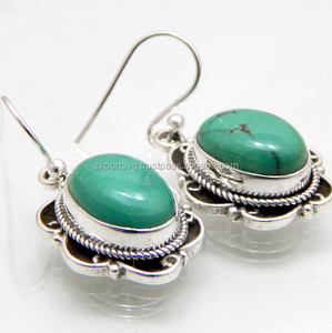 Pendientes colgantes de plata de ley 925 con piedras preciosas turquesas para mujer, joyería de moda - Product Image 2