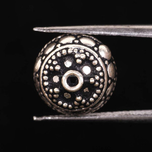 1.35 Gram Light Weight 5x10 MM Size <b>Oxidized</b> Round Shape Designer Pure 925 Solid Sterling Silver Wholesale Bulk Lot Loose Beads - Product Image 1