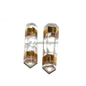 Crystal Quartz Pencil Point Electroplated Pendant - Product Image 1