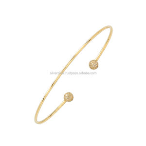 Última colección 14K oro sólido diamante disco ajustable abierto brazalete joyería proveedor al por mayor - Product Image 3