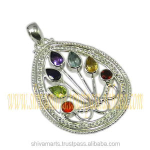 จี้จักระพลอยสีเงินสเตอร์ลิงสีฟ้า925จี้จักระจี้เครื่องประดับที่ดีจี้และเสน่ห์ขายส่งและผู้ผลิต - Product Image 2