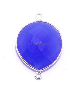 925รูปหัวใจคาลซิโดนีสีน้ำเงินตัวเรือนเงินสเตอลิงที่น่าสนใจตัวเชื่อมต่อสไตล์โบฮีเมียนเครื่องประดับชุบหลาย CZ ขนาด12มม. - Product Image 3