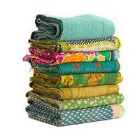 Couvre-lit en coton matelassé réversible Bangali Gudari, fait main en Inde, ancien style vintage, Kantha, couvre-lit vintage, décoration vintage