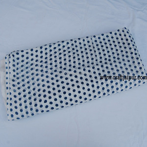 Polka Dot Hand Block Printed Voile Dress Sewing Material Cotton Natural Color Fabric Indian Combed Yarn Clothing Wholesale - Product Image 4