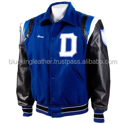 Bruin Varsity Jacket 100% Leder ärmel/Körper aus 100% Wolle