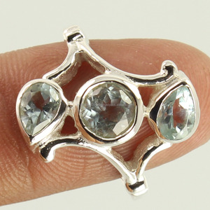 เครื่องประดับเงินแท้ 925 ที่ขายดีที่สุด อัญมณีโทปาซสีน้ําเงินธรรมชาติ ดีไซน์ไม่ซ้ําใคร มีทุกขนาดแหวน - Product Image 2