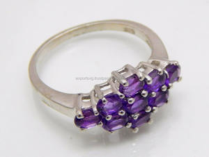 925 Sterling Silver Cocktail Améthyste Quartz Gemstone Ring Bague de mariage classique pour les femmes - Product Image 3