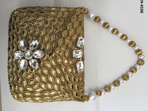 H4101 Sacs de soirée pour dames, or et argent, faits à la main, pochette en métal, fourre-tout perlé, sac à main à motifs, achats en ligne en Inde - Product Image 6