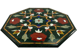 หินหินอ่อนฝังโมเสคฝังท็อปโต๊ะพร้อมฐานไม้สำหรับใช้ในบ้านห้องรับแขกห้องครัวอพาร์ทเมนต์เฟอร์นิเจอร์ - Product Image 4