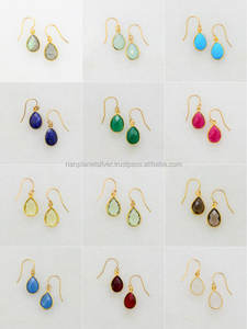 Chrysoprase <b>Heart</b> <b>Gold</b> Vermeil Dangle Drop <b>Earings</b> - Product Image 2