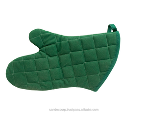 Manoplas de horno de estilo liso de color verde oscuro para cocinar a precio de fábrica 100% manoplas de horno de algodón hechas en la India - Product Image 1