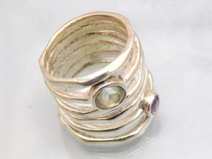 Anillo de Boda Clásico Preety de Plata de Ley 925 con Gema de Cuarzo Amatista para Mujer - Product Image 2