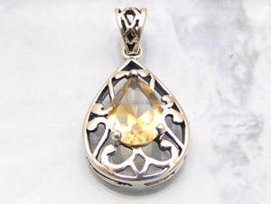 จี้เงินแท้925รูปแบบตัวเลขสไตล์ศาสนาน่ารักมะนาวควอตซ์อัญมณีทอง/เงินจี้แฟชั่นและเสน่ห์ - Product Image 2