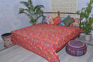 ผ้าคลุมเตียงพิมพ์ลาย Kantha ใหม่ของนกในอินเดียทำด้วยมือ - Product Image 4