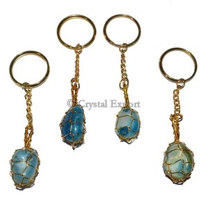 พวงกุญแจหินบลูออนิกซ์ขัดเงา & พวงกุญแจคริสตัล Crystalexport.com รุ่น Tmbl-Key-048 ผลิตในอินเดีย - Product Image 1