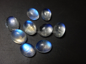 พลอยรูปพระจันทร์สีฟ้าเพลิงสีรุ้งธรรมชาติทรงไข่ขนาด8x10มม. สำหรับทำเครื่องประดับ - Product Image 5