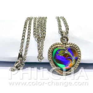 Collier pendentif Philcha Vintage Ocean's Mystique en alliage de zinc 20 mm avec pierre d'humeur changeante de couleur en forme de cœur et chaîne métallique de 18 pouces - Cadeau - Product Image 4