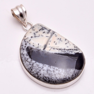Solid 925 Silver Gemstone Pendant, Natural Dendrite Opal Gemstone Pendant, Manufacturer Custom <b>Jewelry</b>, <b>Handmade</b> Silver <b>Jewelry</b> - Product Image 1