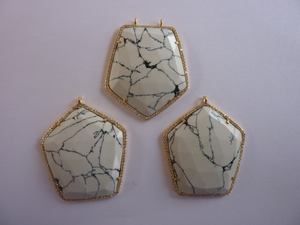 Livraison gratuite de pierre Turquoise blanche, pendentifs et breloques en pierre couleur argent CZ, bijoux indiens, collection - Product Image 4