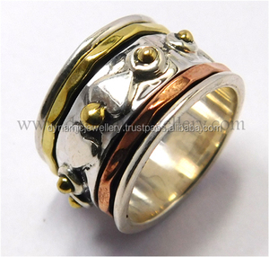 Collection de bijoux en perles en gros faits à la main en argent Sterling cuivre Spinner sans stress cadre de lunette de mariage uni - Product Image 1