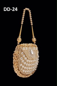 DD23 Ladies Metal <b>Clutch</b> Evening <b>Bag</b> Handmade <b>Gold</b> Silver Beaded Party Handbag with Stone Work Bridal Purse-High Quality - Product Image 2