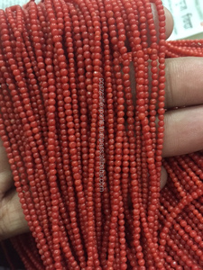 Cuentas redondas de coral de bambú teñido, piedras preciosas sueltas para decoración de prendas de vestir y joyería, cuentas de piedra de categoría roja de Color - Product Image 4